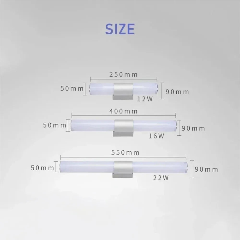 lampe murale led moderne blanc clips magnétiques éclairage salle bain 250mm 400mm 550mm aluminium