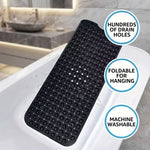 tapis douche antidérapant lavable machine tapis bain texturé trous ronds moderne noir blanc gris