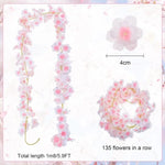 guirlande fleurs artificielles rose clair 1m8 décoration romantique intérieur 135 fleurs rangée