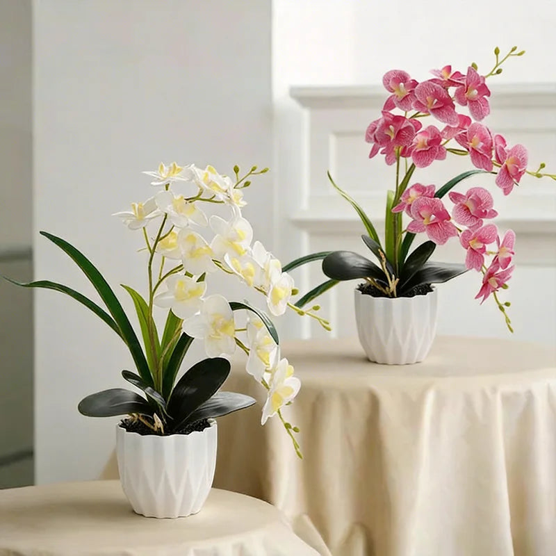 décoration intérieure orchidées artificielles fleurs feuilles synthétiques moderne blanc rose violet jaune