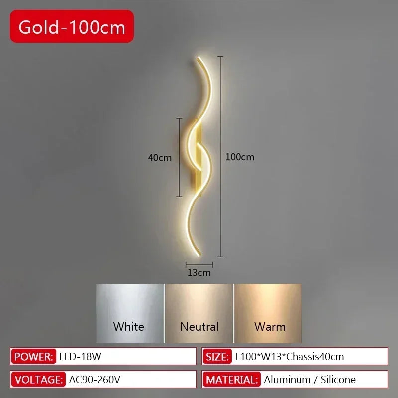 lampes murales modernes or noir led 220v 90 260v sources lumineuses 10 15m² minimaliste