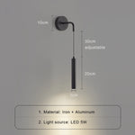 lampe murale led moderne minimaliste fixée mur blanc noir chambre salon