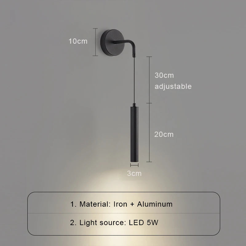 lampe murale led moderne minimaliste fixée mur blanc noir chambre salon