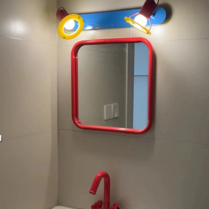 miroir mural moderne argenté vert rouge simple fixé mur contemporain