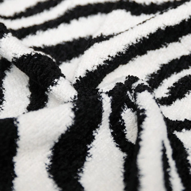 taies d'oreiller carrées rayées noires blanches modernes adhésives 45x45cm coton polyester