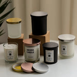 bougies parfumées blanc noir doré capsules boîtes kraft diy matériel stickers verre métal deco