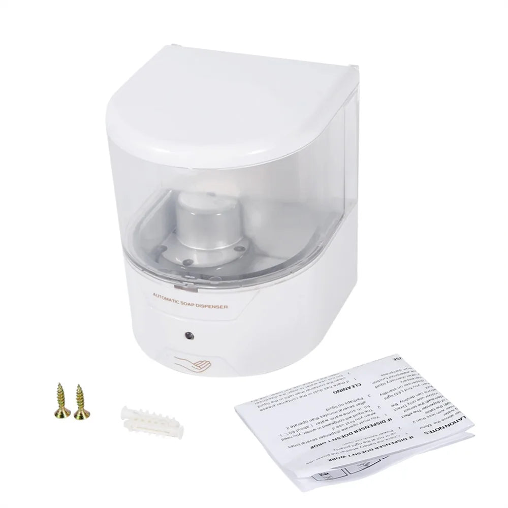 distributeur savon automatique blanc transparent moderne vis fixation 600ml