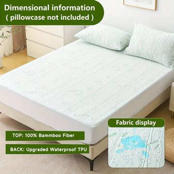 housse matelas fibre bambou respirante blanche verte lit adulte coton doux naturel