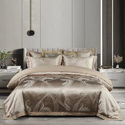 Parure de lit 220x240 coton jacquard luxe - Ensemble housse de couette et taies - Ombre Interieur