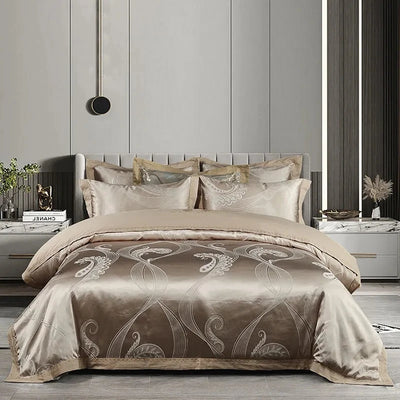 Parure de lit coton jacquard 220x240 couleur bleu marine sur lit king size