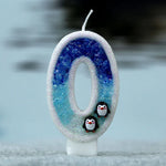 bougies chiffre glitter penguins blanc bleu noir décoratives animaux adhésives relief thèmes
