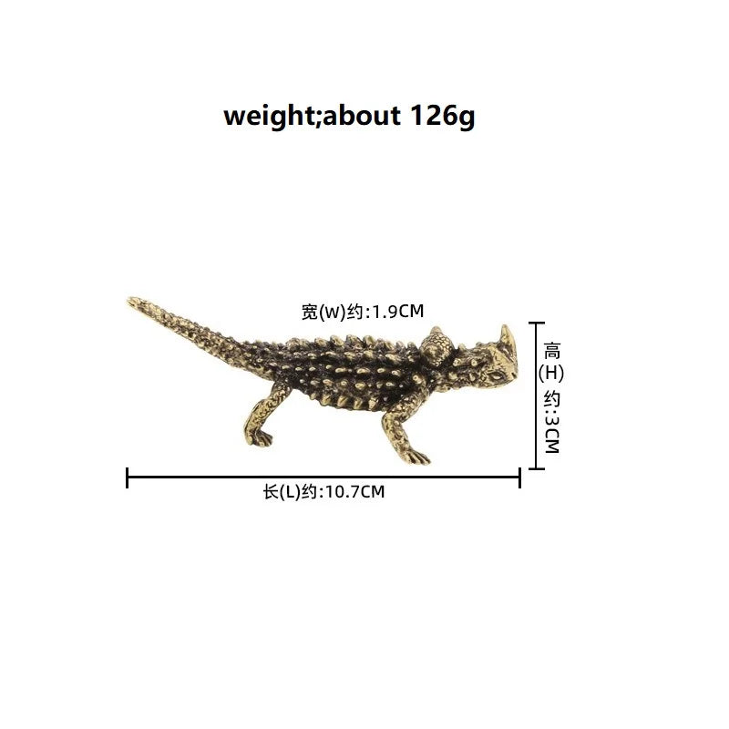 statuette lézard or noir texturée épines décorative animalier cuivre antique table