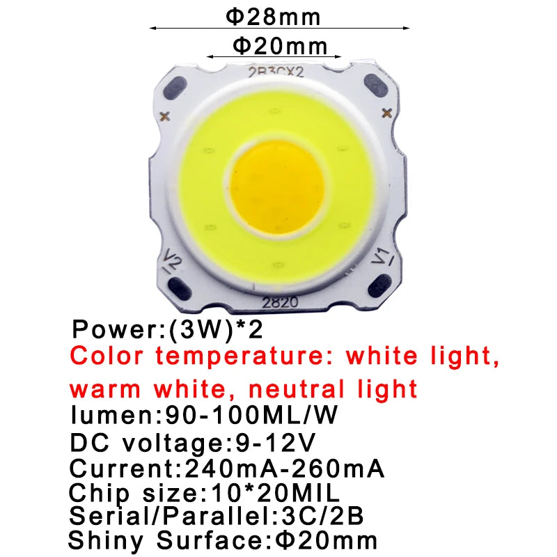 ampoules led cob blanc jaune 3w 5w 7w 10w rondes modernes phi28mm phi20mm