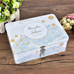 boîte bijoux métal fleurs bleu cadenas personnalisation vintage respectueuse environnement