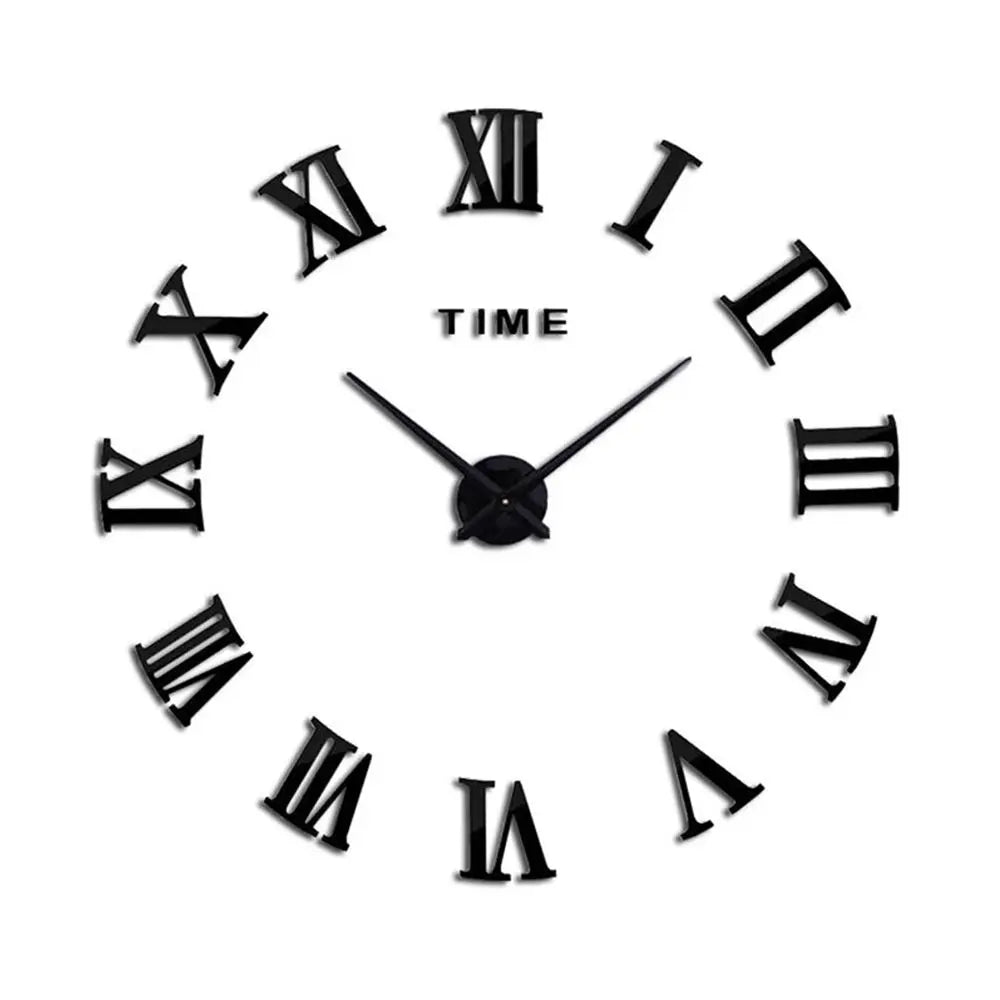 horloge murale moderne or noir numéros romains adhésive opaque chambre