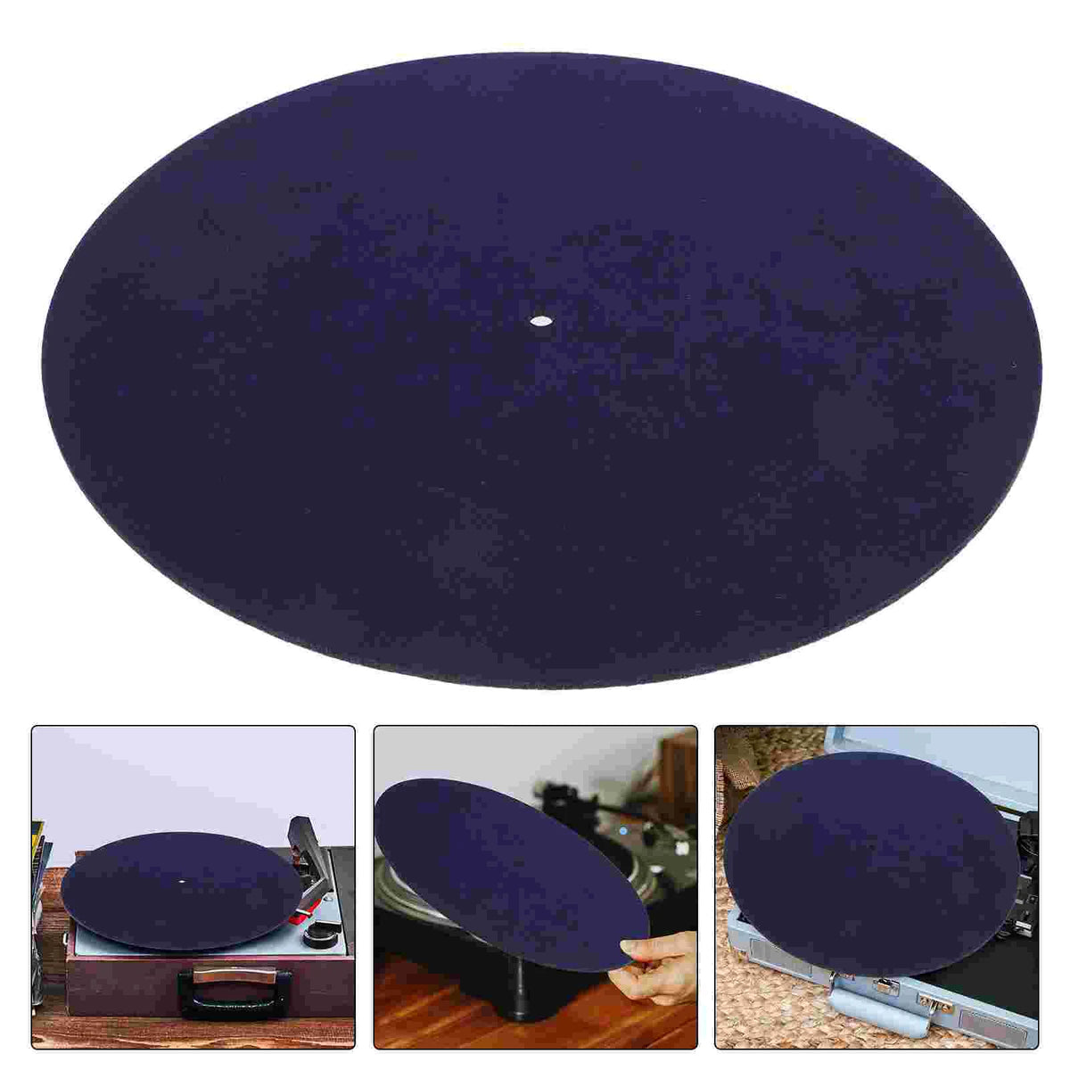 tapis feutre vinyle antidérapant plateau tournant phonographe mat glisse record lunaire moderne vintage blanc