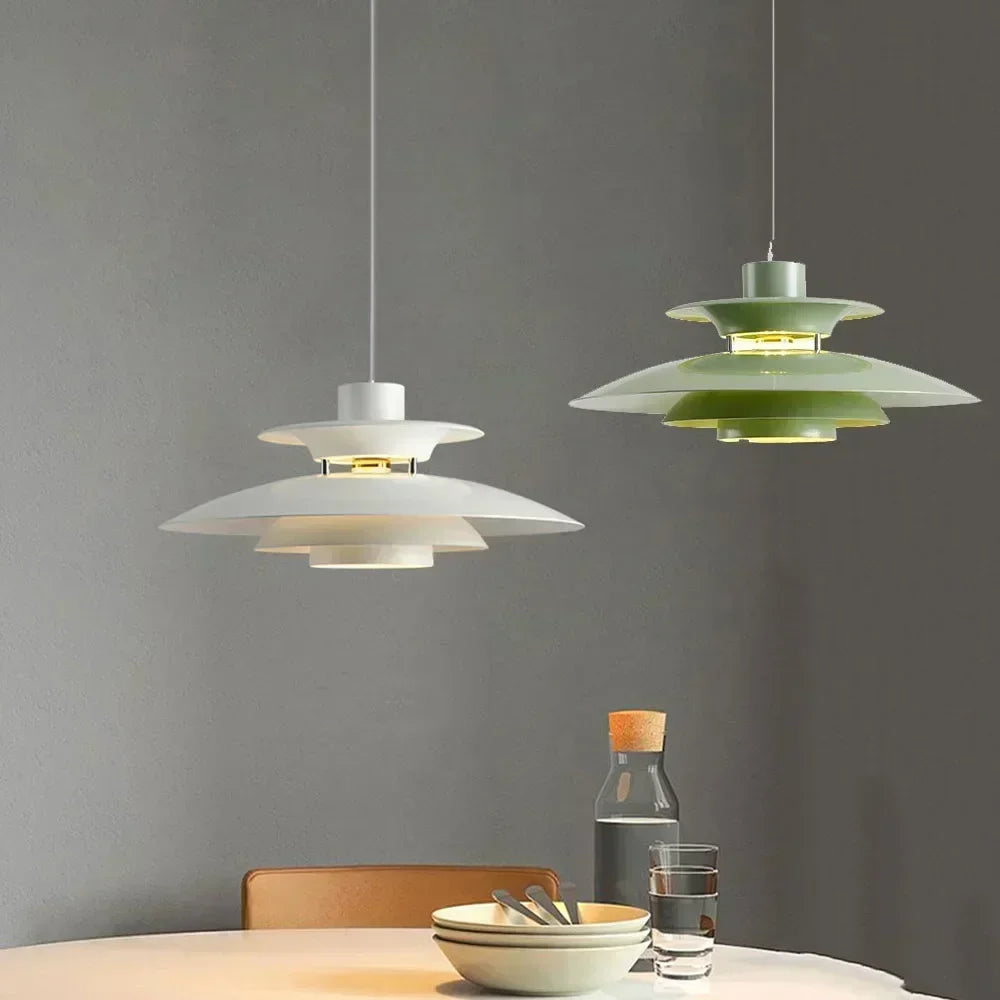 lampe suspendue moderne scandinave blanc vert noir jaune concentrique câble plat pendentifintérieur