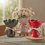 vase floral vintage élégant petite décoration maison moderne rose rouge noir blanc