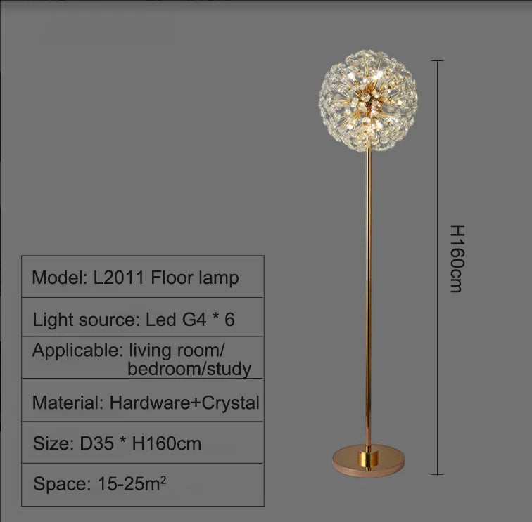 lampe sol moderne or cristal élégante base plate chambre coucher led
