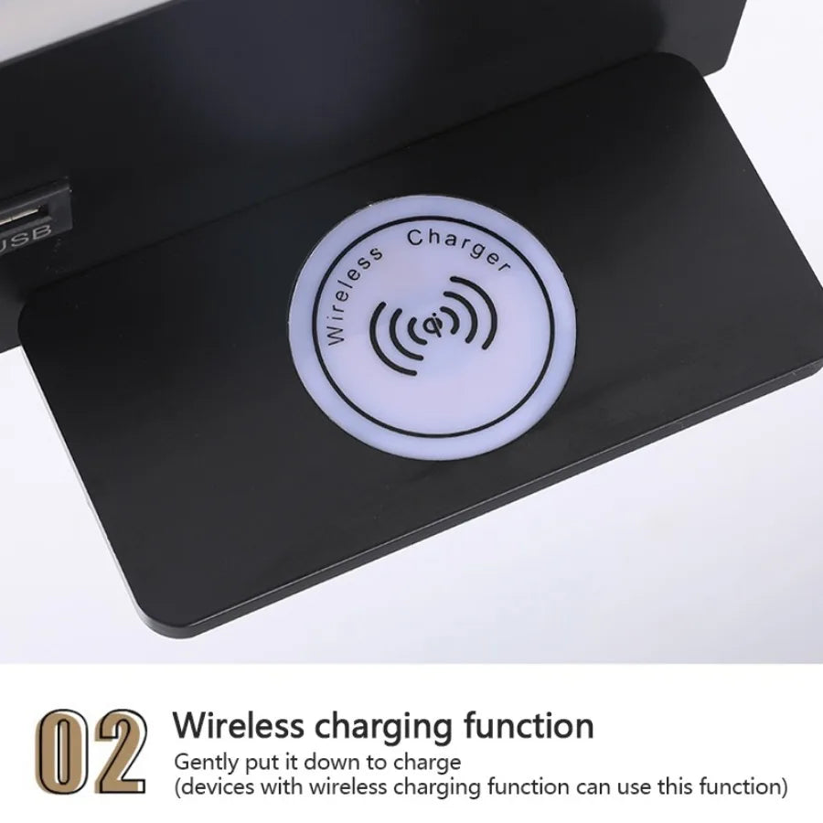 lampe murale led moderne charge sans fil usb étagère éclairage minimaliste chambre salon