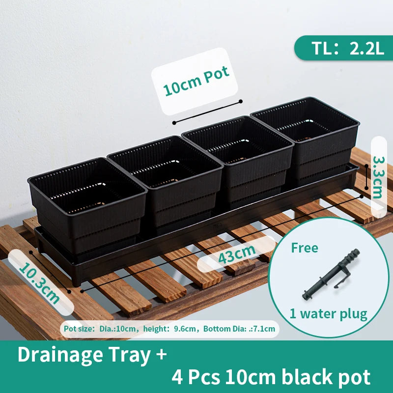 bac semis autoévacuant moderne blanc noir drainage pratique transparent pots bacs écoulement