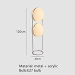 lampe sol moderne blanc chrome sphères translucides pied circulaire base circulaire