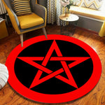 tapis rond moderne pentagramme motifs floraux noir doré rouge orange blanc salon chambre decoration