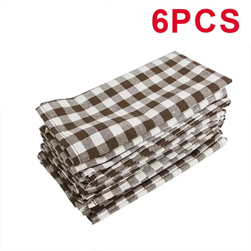serviettes table orange blanches carreaux classiques pack 12 24 cm45cm