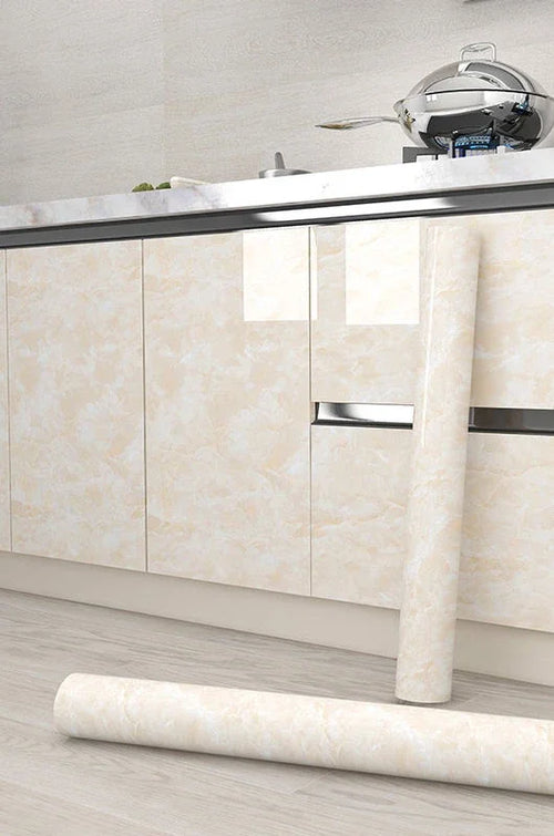 papier peint adhésif vinyle marbre blanc autocollant mural meuble cuisine salle bain imperméable