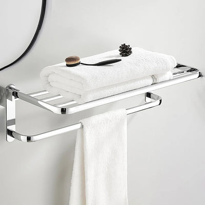 Porte-serviettes mural mobile en acier inoxydable chrome pour salle de bain