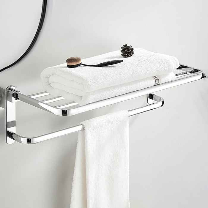 Porte-serviettes mural mobile en acier inoxydable chrome pour salle de bain