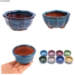 cache pot céramique bleu brun texture floraux classique artisanal plante maison