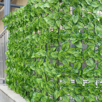 rideau végétal vert clair vert foncé feuilles artificielles clips fixation naturel extérieur jardin balcon