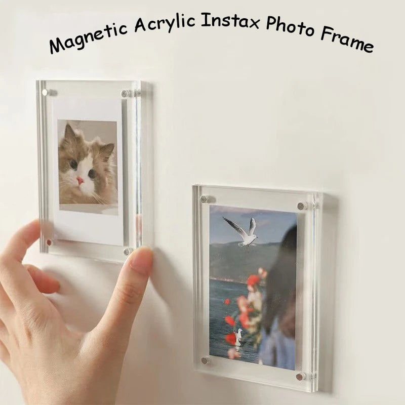 cadre photo magnétique transparent moderne clips magnétiques photos instax réfrigérateur décoration