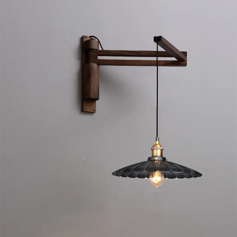 lampe murale bois moderne abat jour fleur industriel rustique chambre entrée