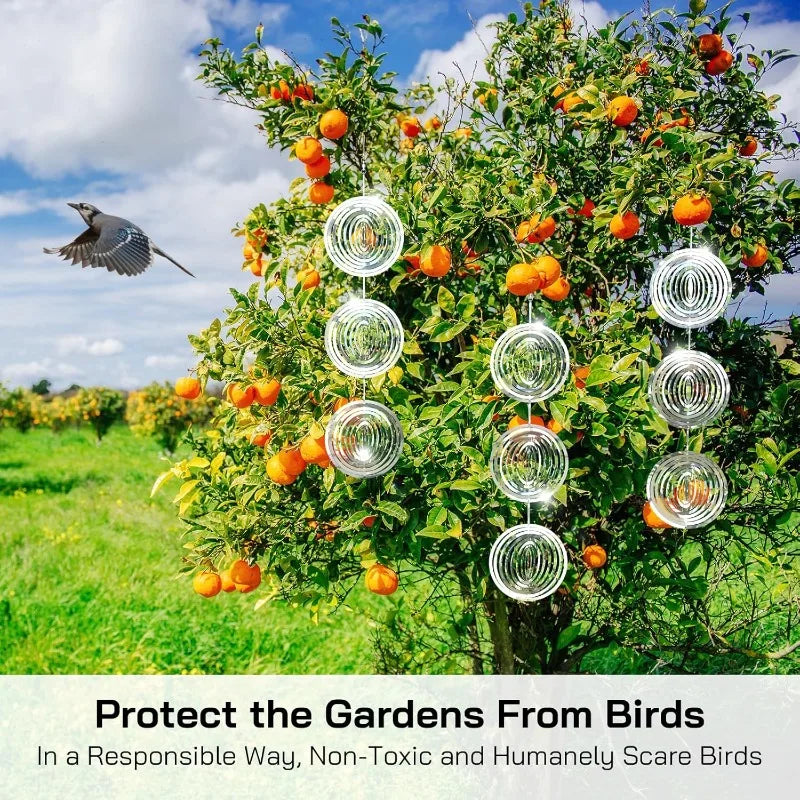 répulsif oiseaux argenté cœur cercles concentriques moderne extérieur anneau métalliquesuspenduextérieurjardinferme