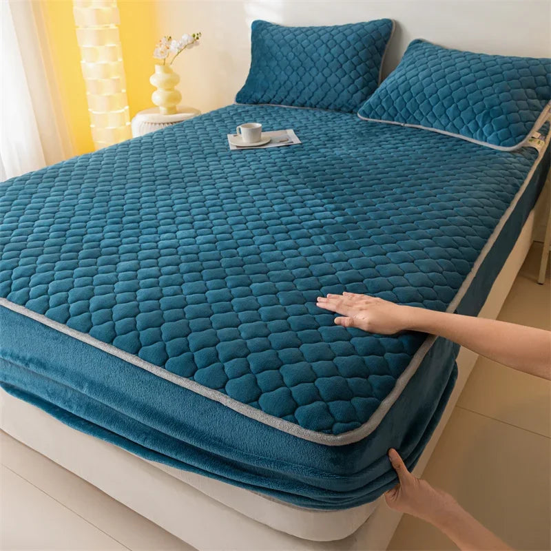 housse matelas épaisse polaire antiacariens matelassée orange foncé texture pointillés moderne douce 30cm haute