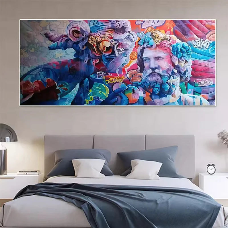 tableau mural moderne multicolore abstrait figures stylisées contemporain pop art sans cadre