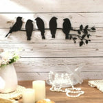 décoration murale oiseaux métal noir silhouettes minimaliste branchement feuilles 40cm