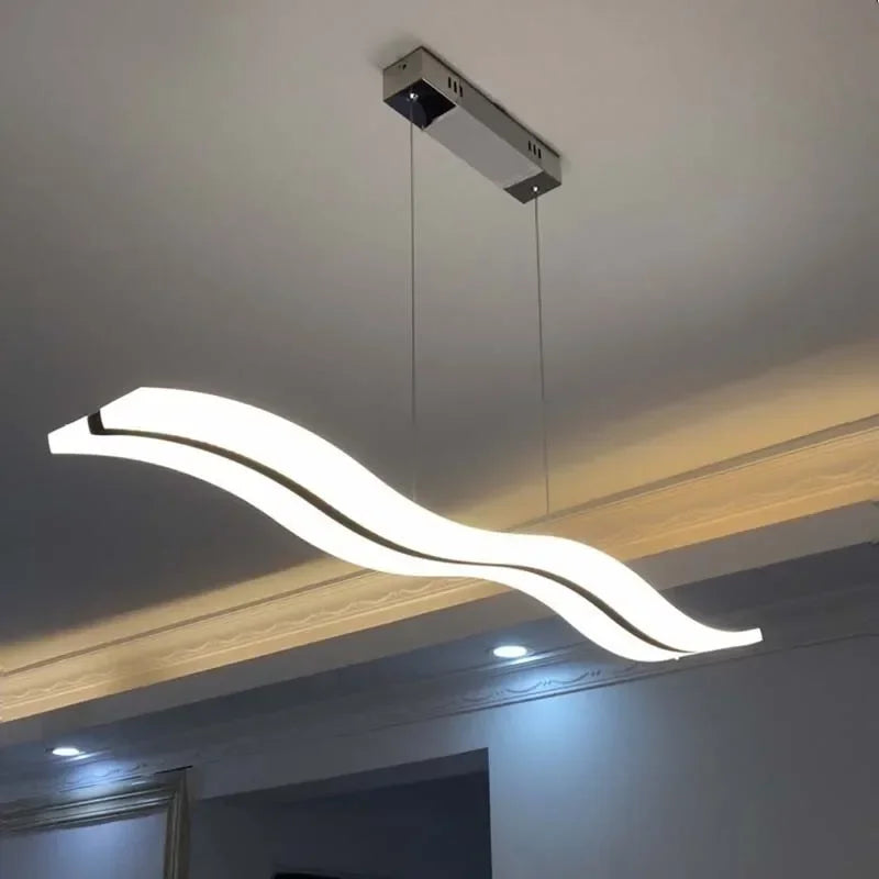 suspension lumineuse moderne blanc noir ondule clips câbles diffuseur 100cm 120cm led