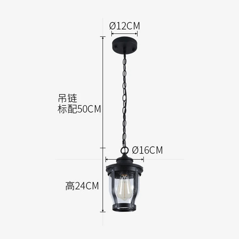 lampe suspendue vintage transparente noir chaîne salon chambre étude hall lumière éclairage chambre principale