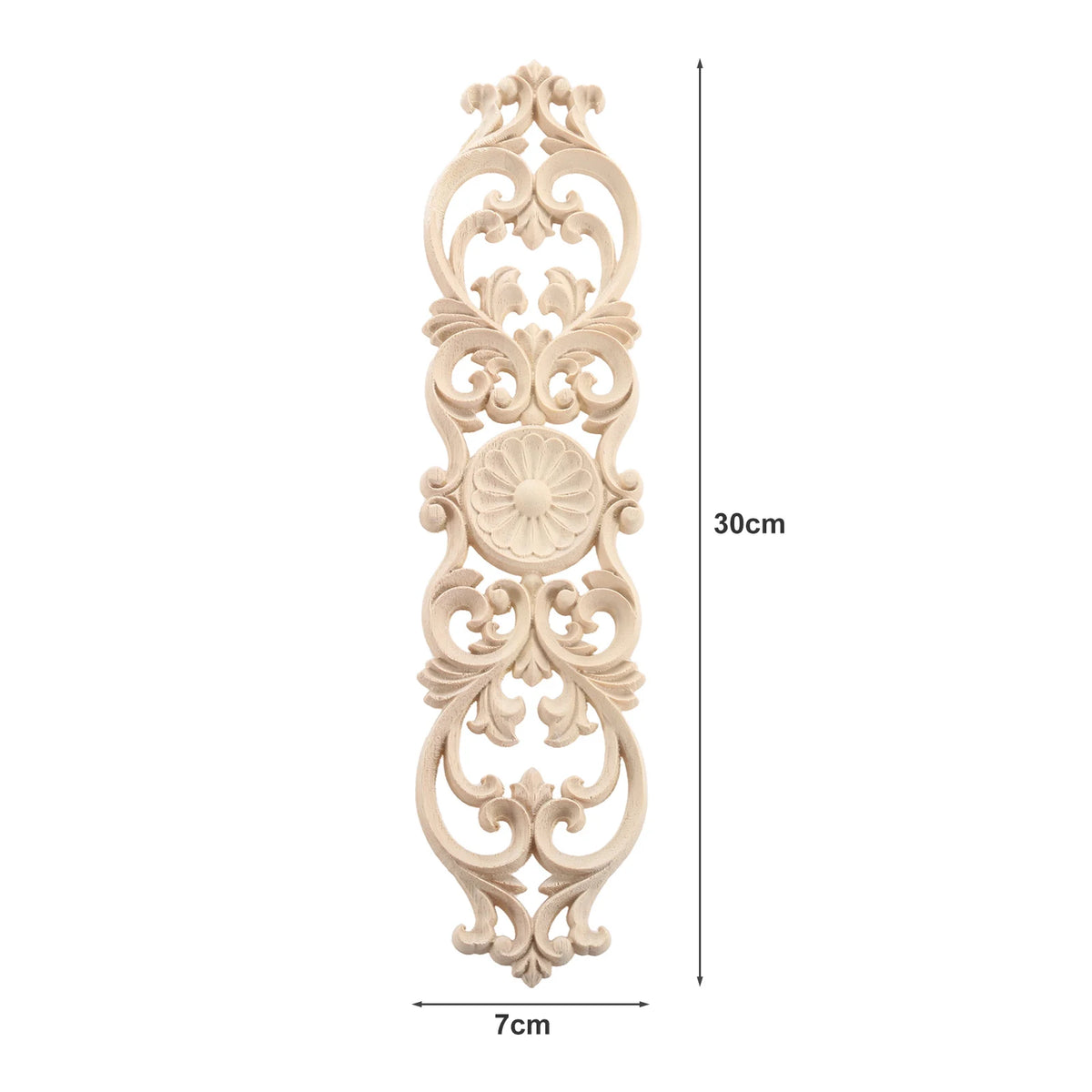 plaque décorative bois fleur ornements baroques classique 30x7cm opaque maison