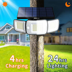 projecteur solaire extérieur moderne capteurs mouvement panneau solaire large angle ip65 led blanc noir