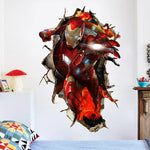 sticker mural 3d super héros hulk iron man captain america thor rouge bleu vert