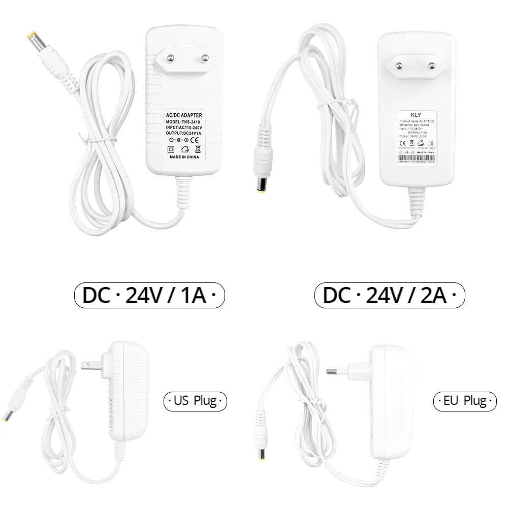 adaptateur secteur 12v 24v 1a 2a 3a blanc prise eu us tension continue bande