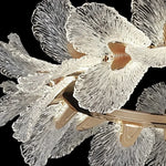 Suspension lumineuse cristal blanc doré fleurs relief moderne élégante chambre salon