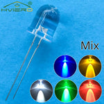 diodes led mixte bleu vert rouge jaune blanc orange rose 10mm rond transparent 50pcs