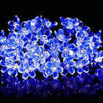 guirlande lumineuse solaire bleu clair fleurs stylisées moderne extérieure décoration fêtes led autonomes