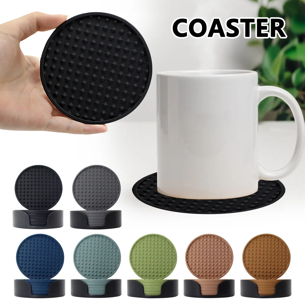 coasters acrylique noirs bleu marine modernes texture points 10cm 5cm pack pièces rangement