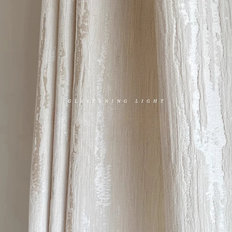 rideau beige clair rayures fines classique blanches opaques maison polyester personnalisable